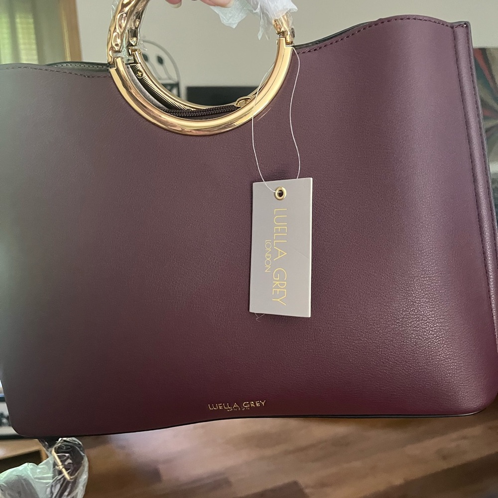 Luella Grey Elegant Purple and Gold Tote NWT